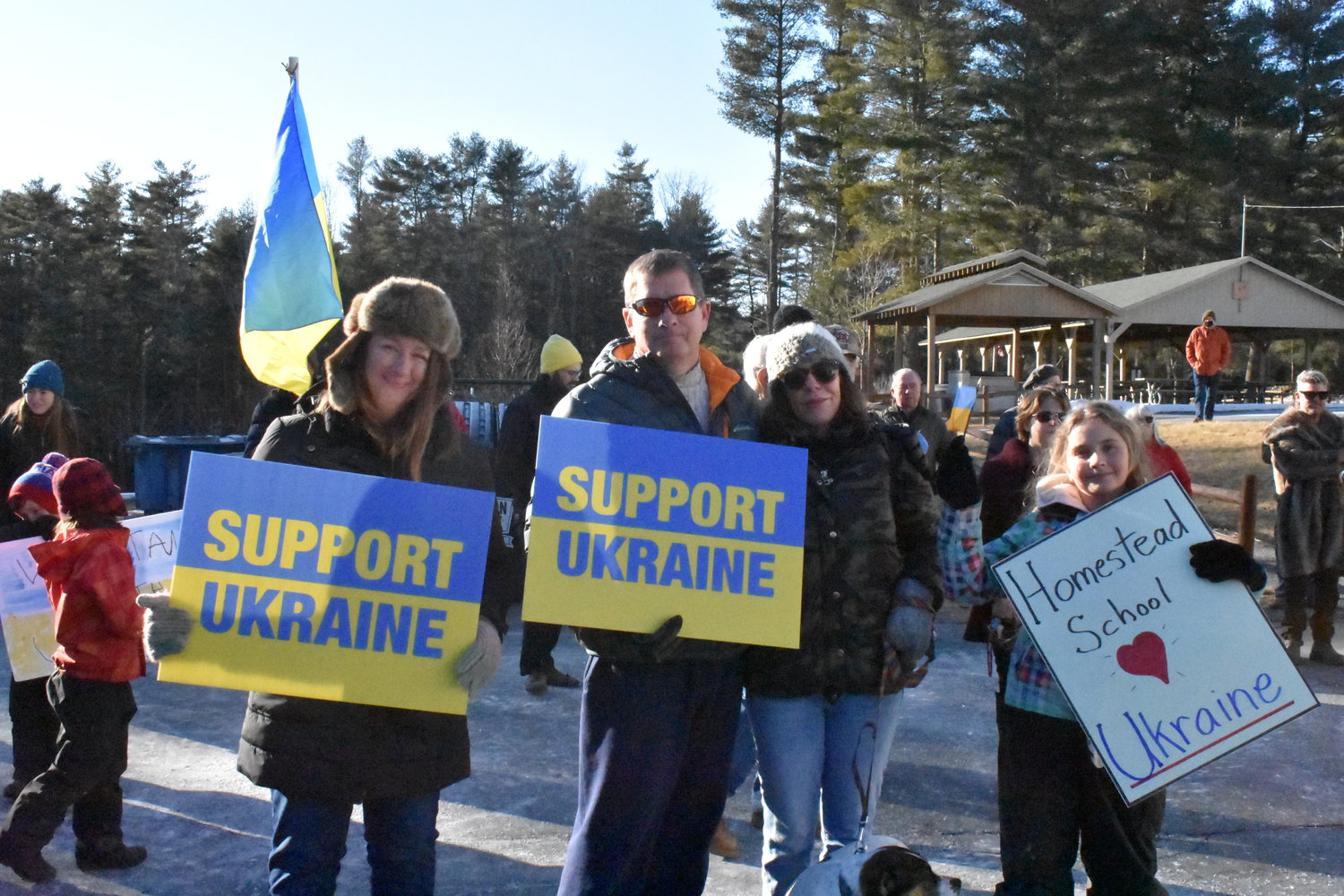The Homestead School students and their families were in attendance at the Friday afternoon rally in support of Ukraine.